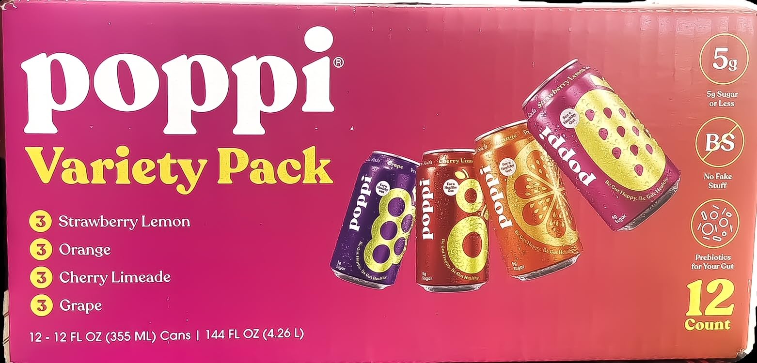 Amazon.com : Poppi Variety Pack Prebiotic Soda 12pk, 12 FZ